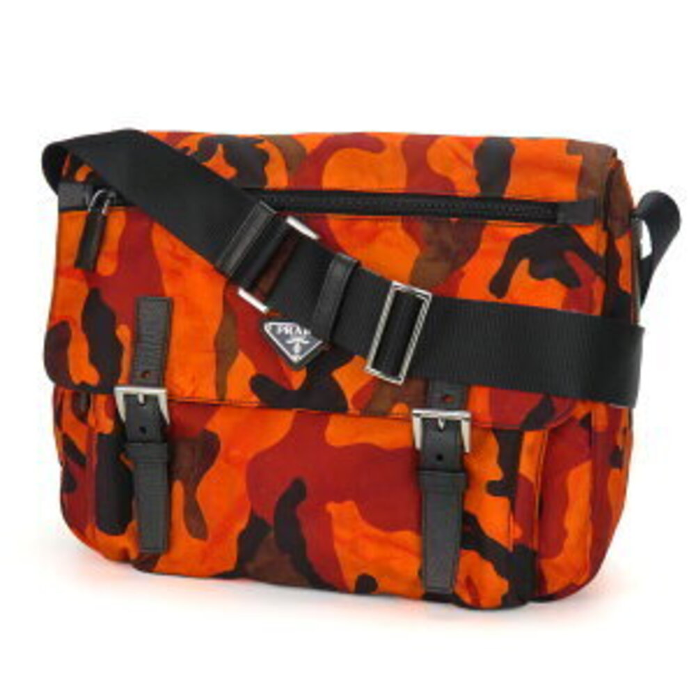 Prada Shoulder Placket Orange Camouflage Nylon Triangular Bag